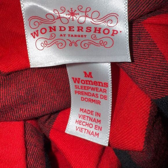 Wonder Shop Red Buffalo Plaid Pajama Set Medium Western Cozy Autumn Sleepwear - Picture 3 of 3